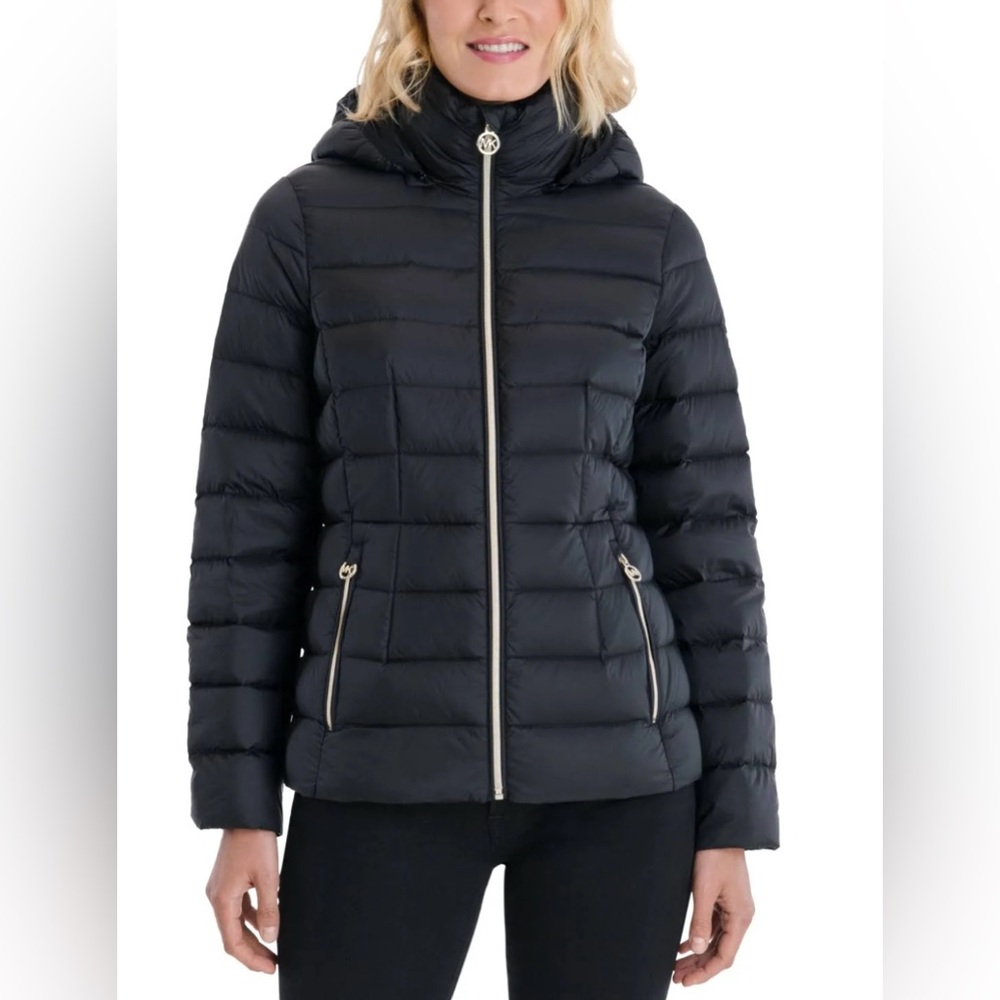 Michael Kors Hooded Packable Down Puffer Coat Macys - Black - XXL - EUC